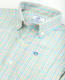 Southern Tide Boys Tattersall Intercoastal Button Down Shirt - Cantaloupe
