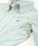Southern Tide Boys Tattersall Intercoastal Button Down Shirt - Cantaloupe