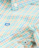 Southern Tide Boys Tattersall Intercoastal Button Down Shirt - Cantaloupe