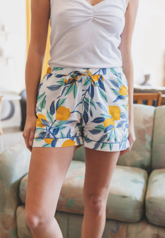 Printfresh Women's Lemon Zest Pajama Shorts -Cloud