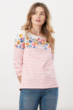 Joules Harbour Print Long Sleeve Jersey Top - Border Stripe