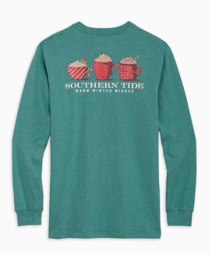 Southern Tide Warm Winter Wishes Long Sleeve T-Shirt - Heather Evening Emerald
