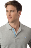 Southern Tide Grosgrain Ribbon Placket Heathered Skipjack Polo - Light Heather Grey