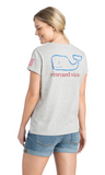 Vineyard Vines USA Vintage Dip Dye Whale Tee - Gray Heather