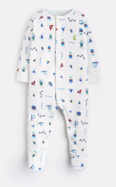 Joules Ziggy Jersey Printed Babygrow - Creepy Crawlies