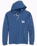 Southern Tide Long Sleeve Point Lobos Flags Hoodie T-Shirt - Seven Seas Blue