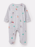 Joules Ziggy Printed Babygrow with Feet - Grey Mouse