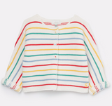 Joules Chunky Knit Cardigan - White Multi Stripe