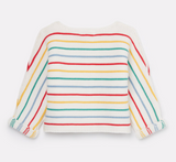 Joules Chunky Knit Cardigan - White Multi Stripe