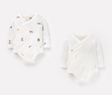 Joules Kimono Organically Grown Cotton 2 Pack Bodysuits - White Farm Print