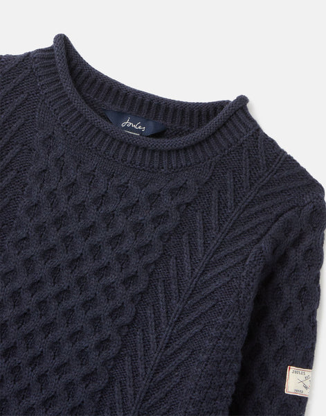 Joules Aran Knit Sweater French Navy Krizia Martin