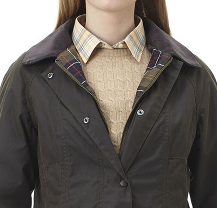 Barbour Beadnell Jacket in Classic Olive Rustic Brown and Black