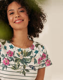 Joules Riviera Print Printed Jersey Short Sleeve Dress - Cream Botanical