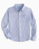 Southern Tide Boy's Ebb Plaid Intercoastal Performance Button Down Shirt - Dream Blue