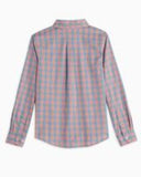 Southern Tide Boy's Heather Cast Plaid Intercoastal Performance Sport Shirt - Heather Coral Blush