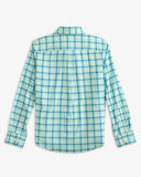 Southern Tide Boys Skipjack Palermo Plaid Sport Shirt - Baltic Teal
