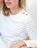 Joules Women's Seacombe Button Shoulder Breton Top - Blue Stripe