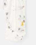 Joules Zip Babygrow Organically Grown Cotton  - White Sheep
