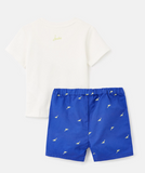 Joules Eddie Woven Short Set - White Dino