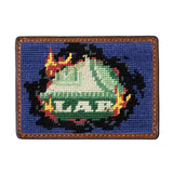 Smathers & Branson Burning a Hole Needlepoint Card Wallet - Classic Navy