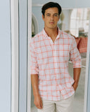 Southern Tide Men's Headland Moultrie Plaid Long Sleeve Sport Shirt - Flamingo Pink