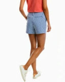 Southern Tide Women's Inlet Ikat Printed 4 Inch Performance Short - Seven Seas Blue