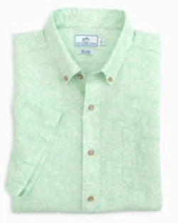 Southern Tide Men's Great Catch Printed Short Sleeve Button Down Shirt - Mist Green
