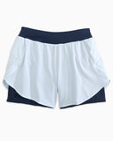 Southern Tide Women's Nonie Striped Athletic Workout Short - Sky Blue