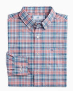 Southern Tide Men's Rollines Plaid Intercoastal Performance Sport Shirt - Pale Primrose