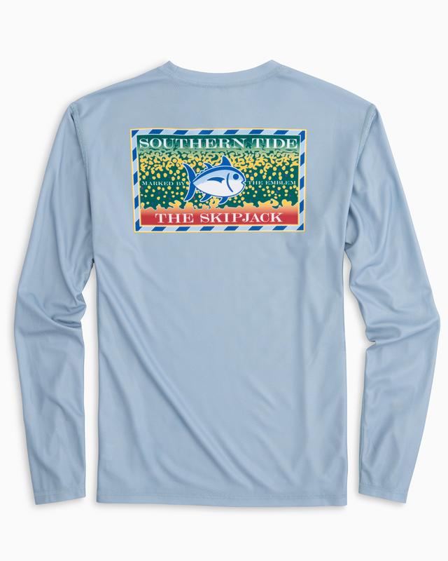 Southern Tide Men's Long Sleeved Southern Slam Series Brook Trout Performance T-shirt - Tsunami Grey