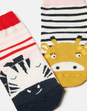 Joules Infant Neat Feet Two Pack Bamboo Socks - Zebra Giraffe