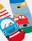 Joules Infant Neat Feet Two Pack Bamboo Socks - Vehicles