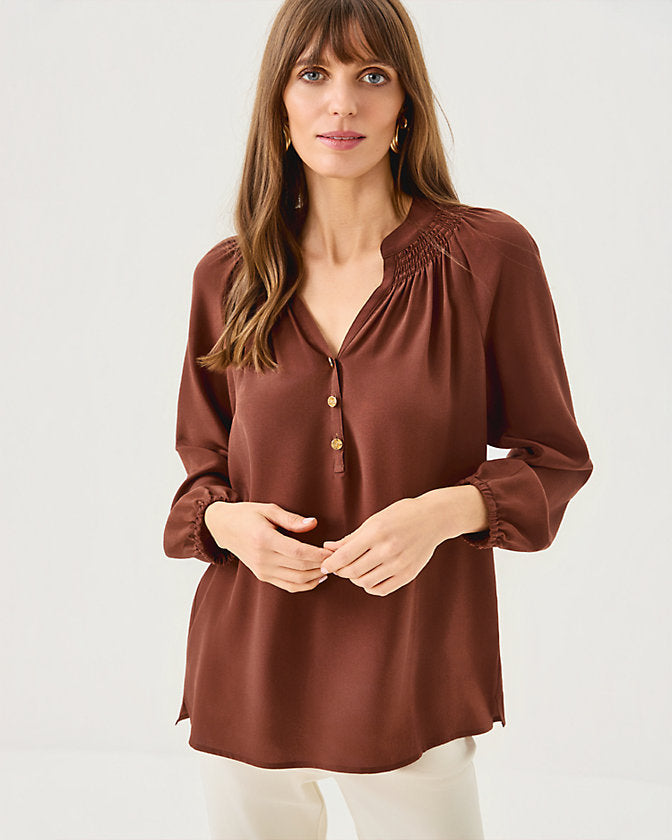 Lilly Pulitzer Elsa Silk Top - French Roast