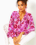 Lilly Pulitzer Women's Elsa Silk Top - Lilac Thistle In The Wild Flowers