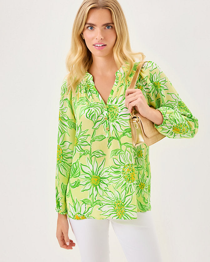 Lilly Pulitzer Elsa Silk Top - Limoncello Sunbelievable