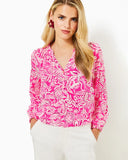 Lilly Pulitzer Women's Elsa Silk Top - Passion Fruit Pink Absolutely Flamazing