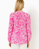 Lilly Pulitzer Women's Elsa Silk Top - Passion Fruit Pink Absolutely Flamazing