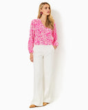 Lilly Pulitzer Women's Elsa Silk Top - Passion Fruit Pink Absolutely Flamazing