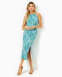 Lilly Pulitzer Women's Bingham Halter Midi Dress - Prism Blue Good Greef Engineered Knit Dress