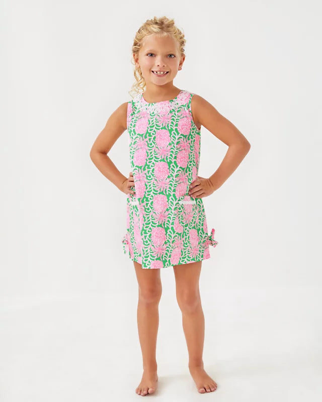 Lilly Pulitzer Girls Little Lilly Classic Shift Dress - Fauna Green Party Like A Pineapple