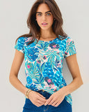 Lilly Pulitzer Etta Scoop Neck Tee - Breezy Aqua Best Fronds Forever