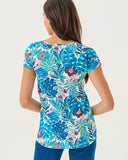 Lilly Pulitzer Etta Scoop Neck Tee - Breezy Aqua Best Fronds Forever