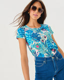Lilly Pulitzer Etta Scoop Neck Tee - Breezy Aqua Best Fronds Forever