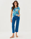 Lilly Pulitzer Etta Scoop Neck Tee - Breezy Aqua Best Fronds Forever