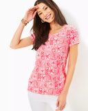 Lilly Pulitzer Women's Etta Scoop Neck Top - Mizner Red Seaside Harbour