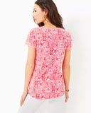 Lilly Pulitzer Women's Etta Scoop Neck Top - Mizner Red Seaside Harbour