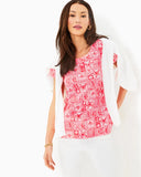 Lilly Pulitzer Women's Etta Scoop Neck Top - Mizner Red Seaside Harbour