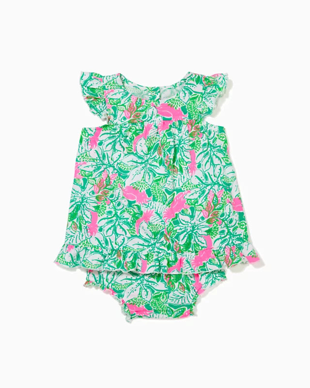 Lilly Pulitzer Cecily Infant Dress - Botanical Green Just Wing It