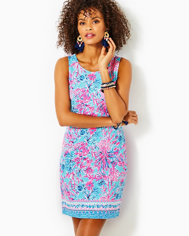 Lilly Pulitzer Women's Larsen Stretch Terry Shift Dress - Celestial Blue Seek And Sea Engineered Knit Dress