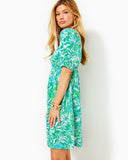 Lilly Pulitzer Women's Delaney Short Sleeve Dress -  Botanical Green Safari Sangria